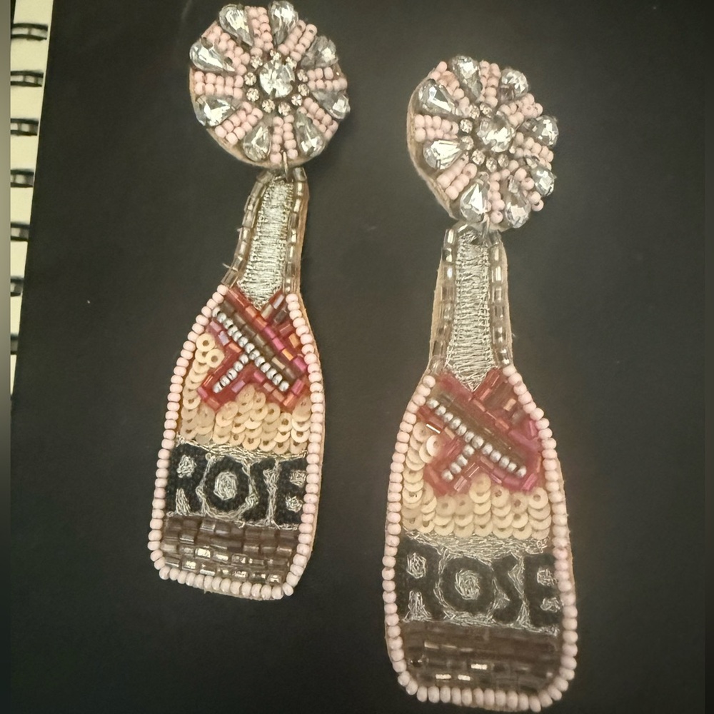 Beaded Rosé Bottle Earrings